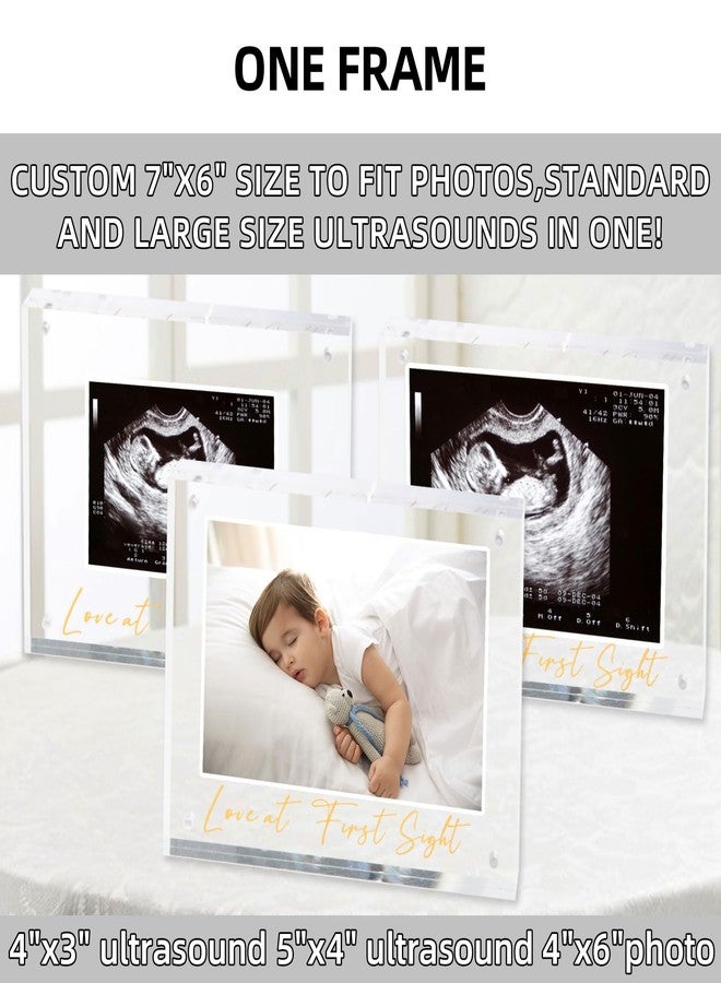 DEYIXUN Acrylic Ultrasound Picture Frame, Bright Photo Frame, Sonogram Love at First Sight Baby Keepsake Baby Announcement, Birth Information, Expecting Mom Parents to be Unique Gifts for Pregnant - Image 2